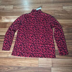 Banana republic red cheetah mock neck‎ shirt long sleeve